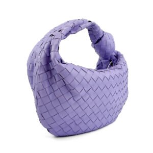 Bottega Veneta Teen Jodie Bag in lavender woven leather with knotted top handle.