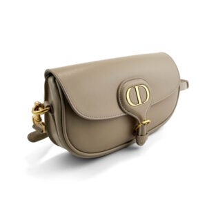 Dior Bobby East-West Bag in soft taupe leather with gold-tone hardware.